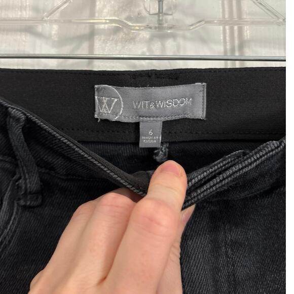 Wit & Wisdom Bennett Barely Bootcut Washed Black Slimming Grunge Raw Hem Size 6 - Picture 5 of 8